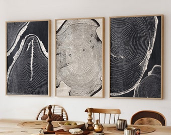 Tree Ring Prints, Black and white Wall Art, Nature Prints, Tree Rings Art, Living Room Art, Modern Abstract Art, Printable Wall Art