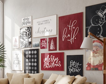 Christmas Printable Wall Art, Christmas Download Bundle, Christmas Gallery Wall Set, Christmas Prints, Holiday Posters, Digital Download