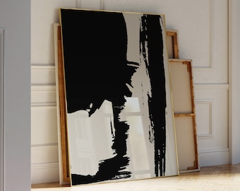 Black Wall Art, Black Print, Black Abstract Art, Neutral Wall Art, Abstract Poster, Modern Painting, Living Room Art, Printable Art