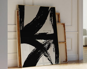Black Wall Art, Black Print, Black Abstract Art, Neutral Wall Art, Abstract Poster, Modern Painting, Living Room Art, Printable Art