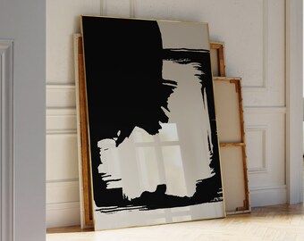 Black Wall Art, Black Print, Black Abstract Art, Neutral Wall Art, Abstract Poster, Modern Painting, Living Room Art, Printable Art