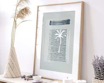 Abstract Beach Wall Art, Palm Tree Print, Boho Beach Wall Art,  Coastal Printable, Palm Tree Art, Boho Home Decor, Digital Download