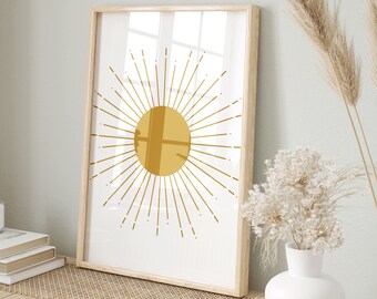 Retro Sun Print, Sun Wall Art, Boho Sun Art, Sunshine Poster, Sun Nursery Wall Art Sun, Sunburst Wall Art, Boho Nursery Printable, Download