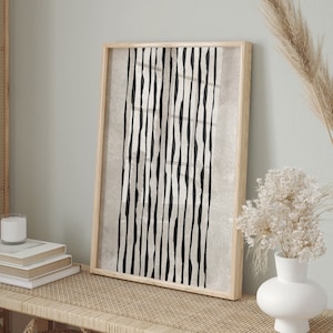 Black Line Art, Printable Wall Art, Black Abstract Art, Minimalist Print, Black Wall Art, Neutral Wall Decor, Beige Print, Digital Download