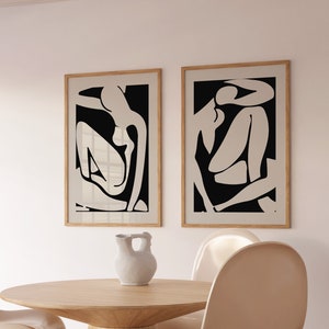 Impresiones de siluetas, impresiones de cuerpos de mujeres, cuerpos abstractos imprimibles, curvas de mujeres, arte beige y negro, carteles modernos, arte nórdico escandinavo