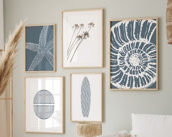 Coastal Wall Art, Beach Gallery Wall, Set of 5 prints, Boho beach decor, Beach Home Decor, Coastal Prints , Beachy Art, Printable Wall Art