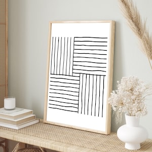 Black Line Print, Geometric Line Art, Abstract Wall Decor, Printable Wall Art, Abstract Print, Minimalist Wall Art, Downloadable Print