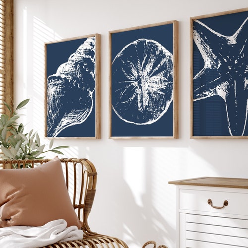 Beach Wall Art Set of 3 Prints Coastal Art Sea Fan Coral Etsy
