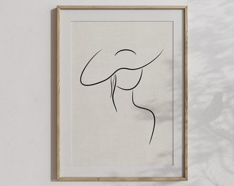 Boho Line Art, Boho Girl Print, Minimalist Line Art, Figure Line drawing, Woman Line Art, Female Figure Art, Simple Modern, Digital Print