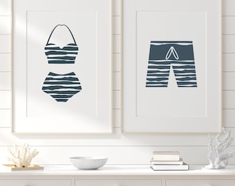 Retro Swimsuit Prints: Beach House Coastal Wall Art (Digital Download)