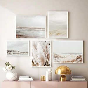 Neutral Coastal Wall Art, Beach Gallery Wall, Boho Beach Art, Muted Beach Printing, Beach Wall Art, Coastal Decor, Instant Download