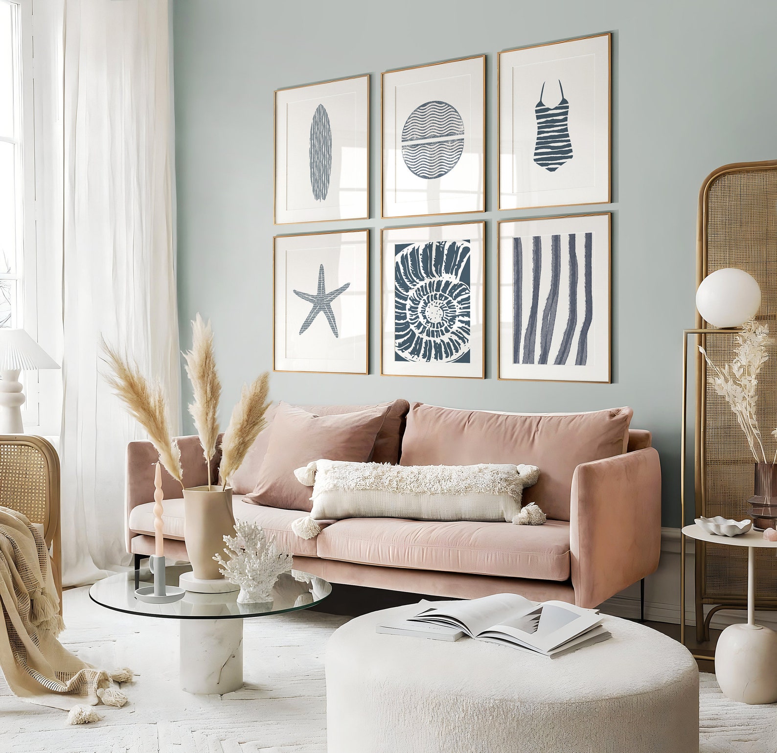 Coastal Wall Art, Beach Prints, Beach Gallery Wall Set, Modern Coastal ...