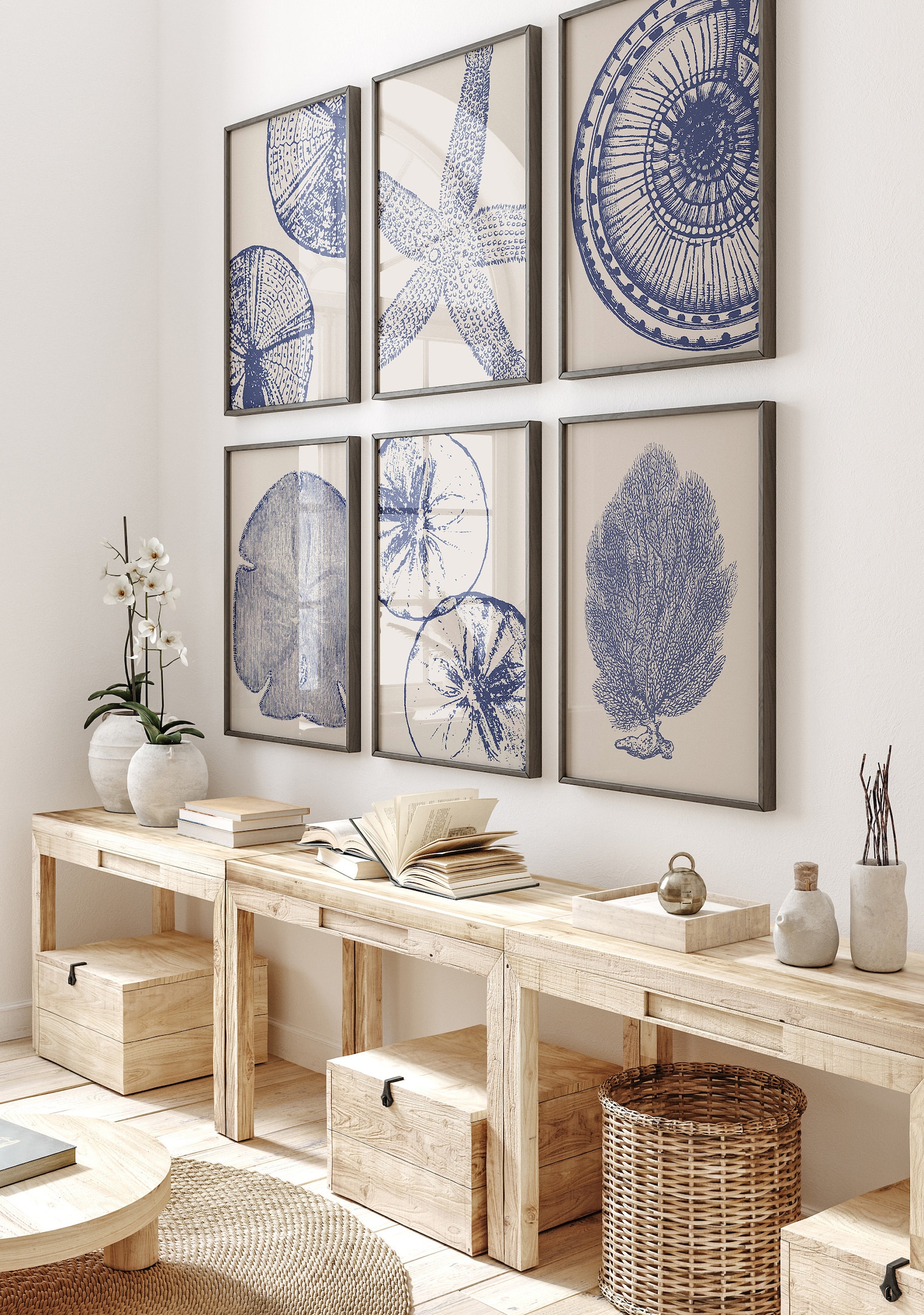 Coastal Gallery Wall Set, Beach Art, Set of 6 Beach Prints, Modern ...