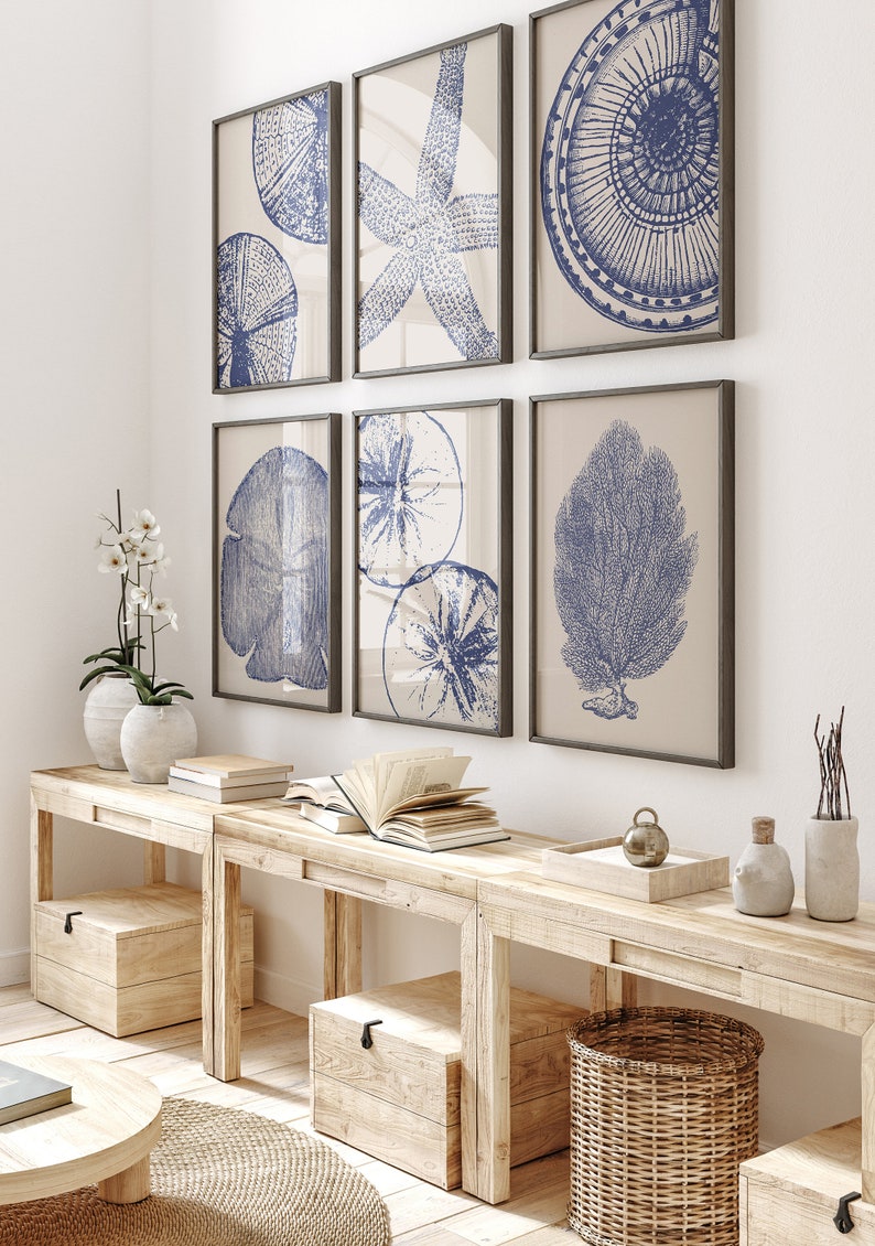 Coastal Gallery Wall Set, Beach Art, Set of 6 Beach Prints, Modern ...