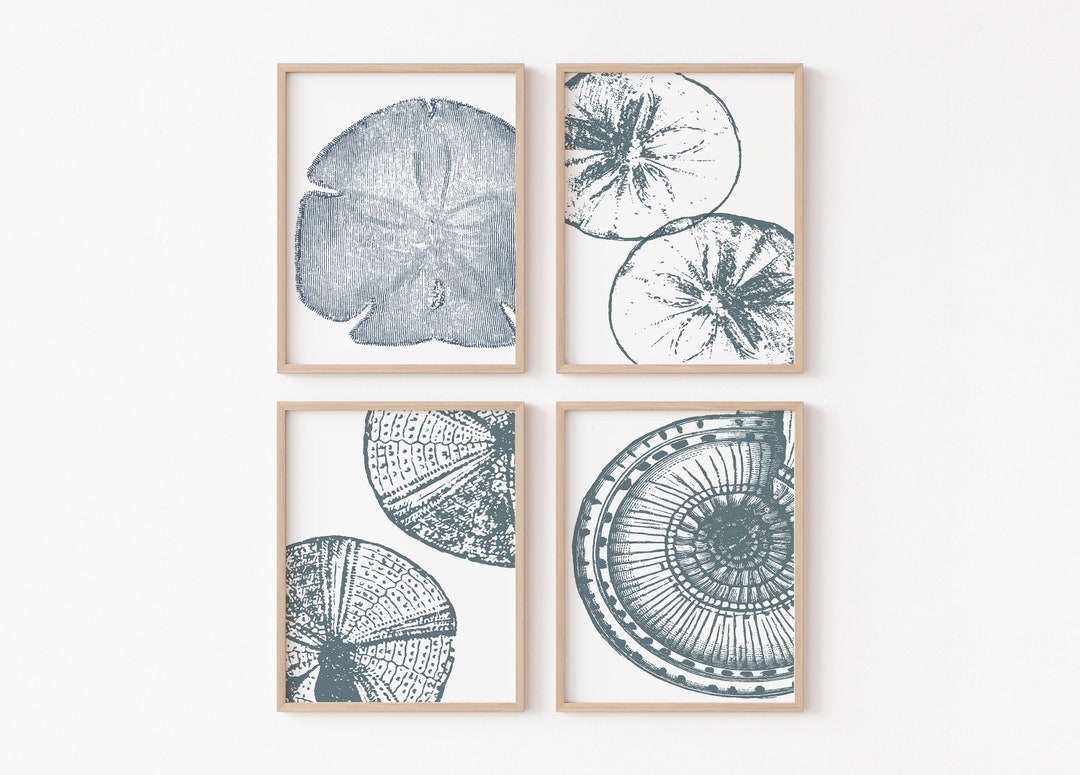 Blue Coastal Gallery Wall Set, Beach Art, Set of 4 Beach Prints, Modern