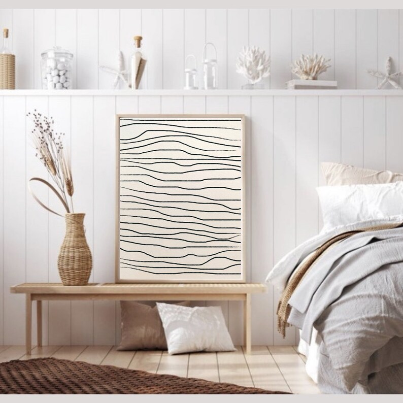 Black Abstract Lines Print Printable Wall Art Modern | Etsy