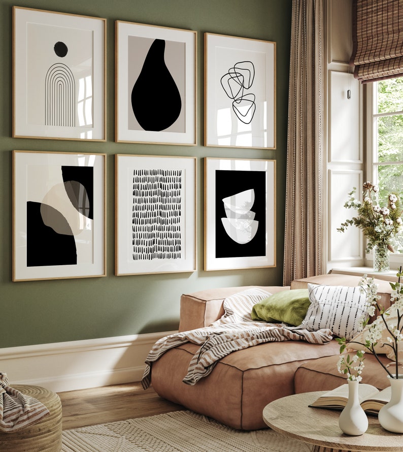Black Abstract Wall Art Set Abstract Gallery Wall Black and Etsy