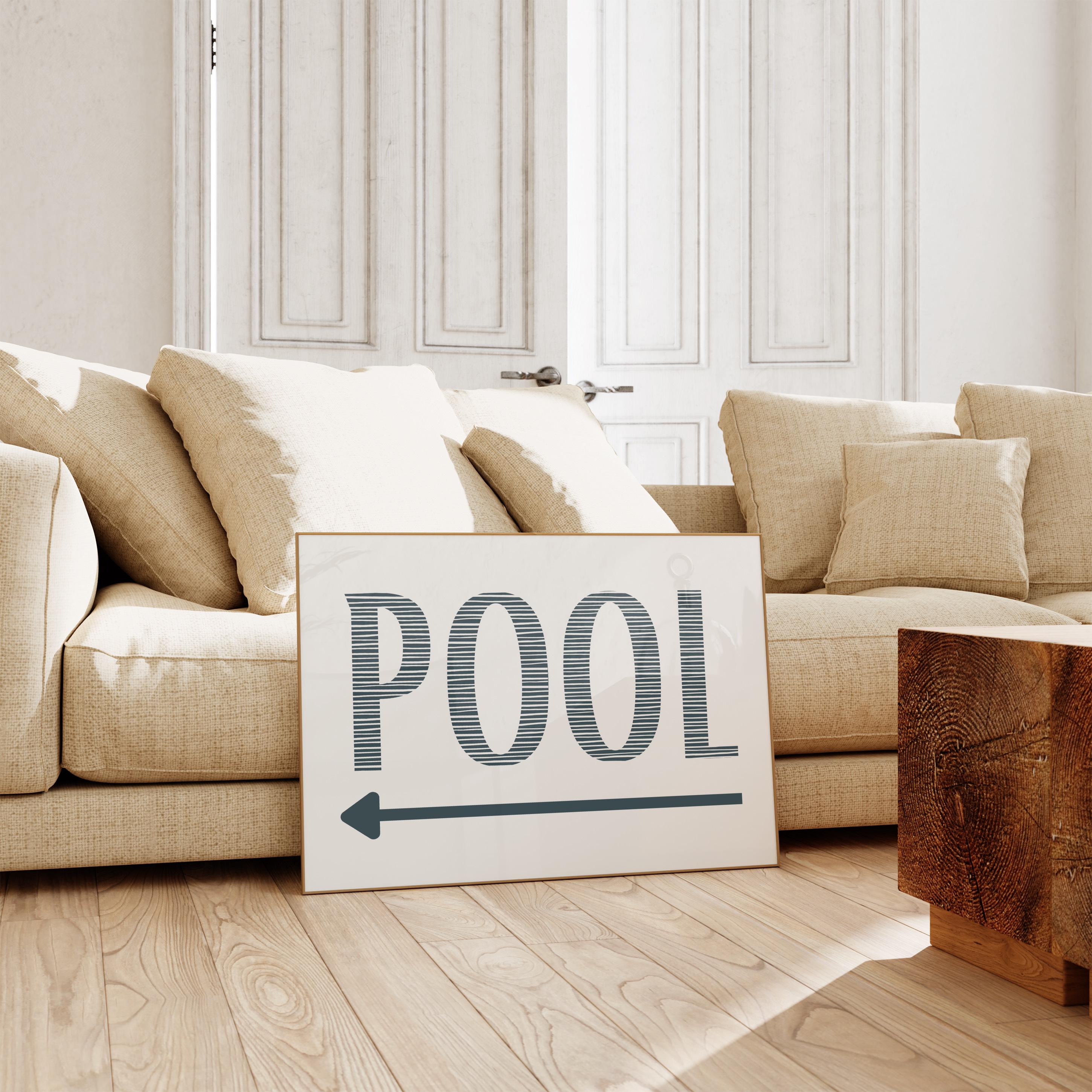 Pool Directional Sign: Modern Coastal Art Print (digital Download) - Etsy