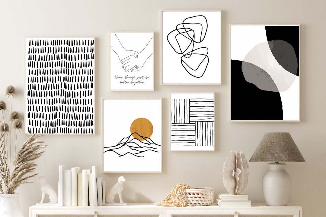 Printable Wall Art, Black and White Gallery Wall, Set of 6 Prints ...