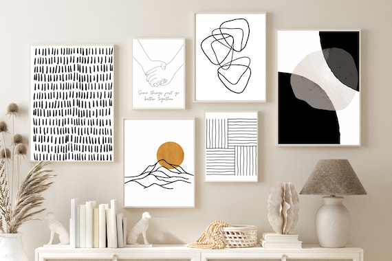 Printable Wall Art Black and White Gallery Wall Set of 6 - Etsy