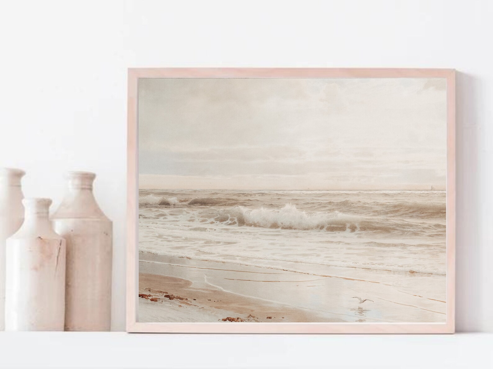 Vintage Coastal Art Vintage Beach Print Neutral Beach Print Etsy Canada