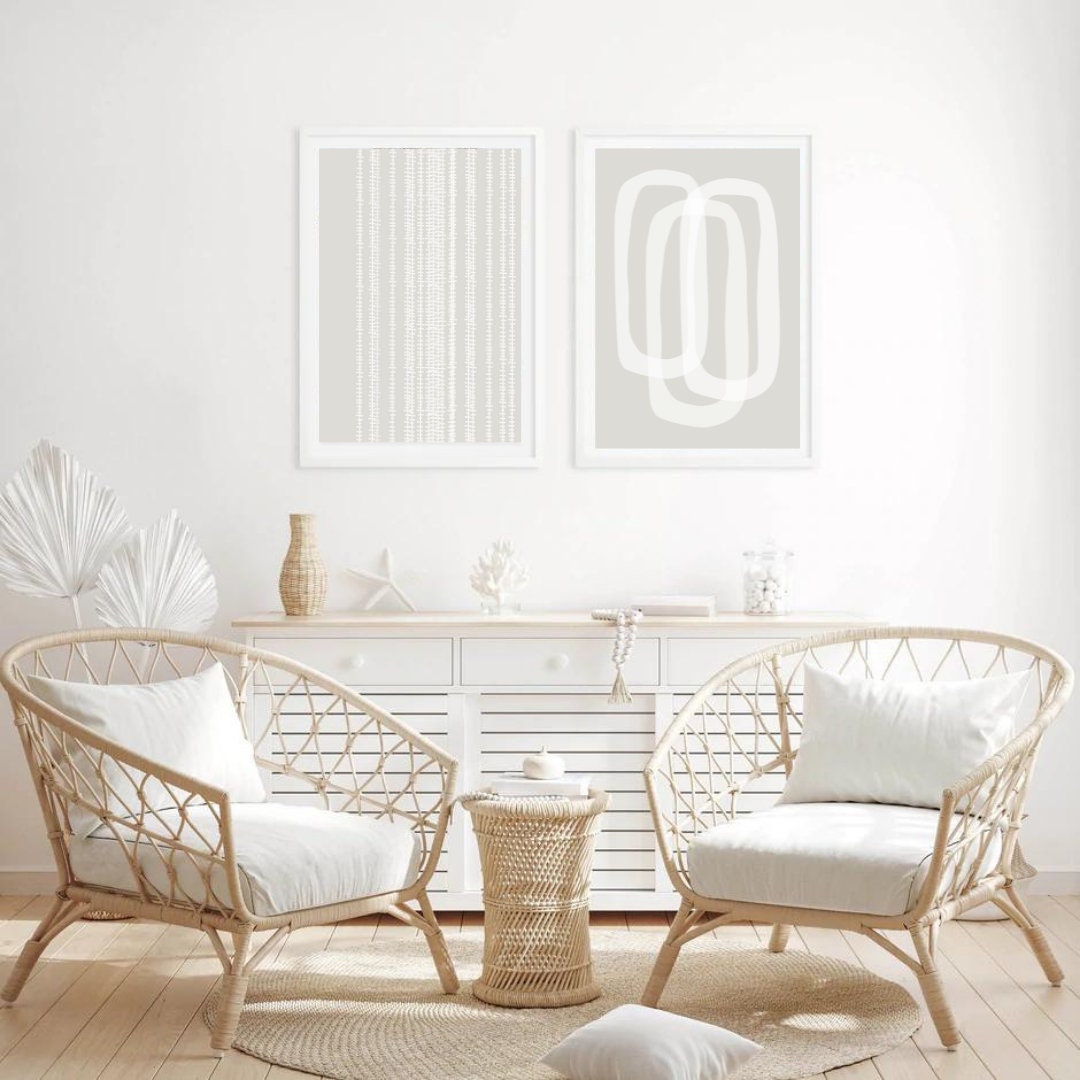 Neutral Abstract Wall Art, Set of 2 Abstract Prints, Beige Prints ...