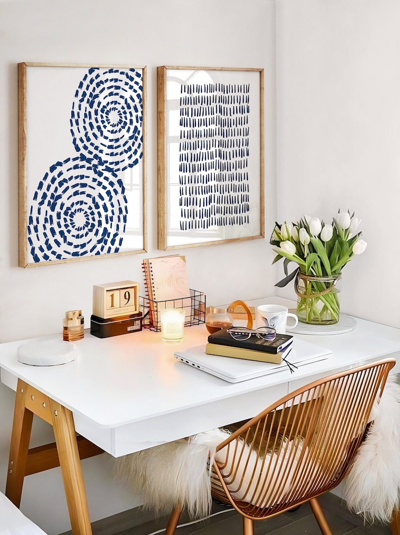 Navy Blue Wall Art Navy and White Prints Set of 2 Prints - Etsy