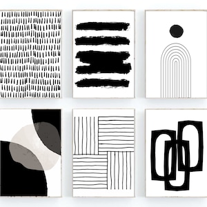 Gallery Wall Set Black and White, Black and White Prints, Set of 6 ...