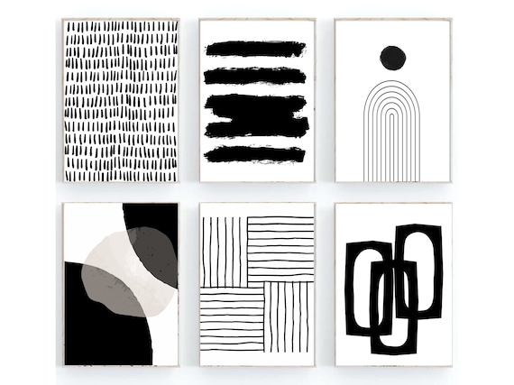 Gallery Wall Set Black and White Black and White Prints Set | Etsy
