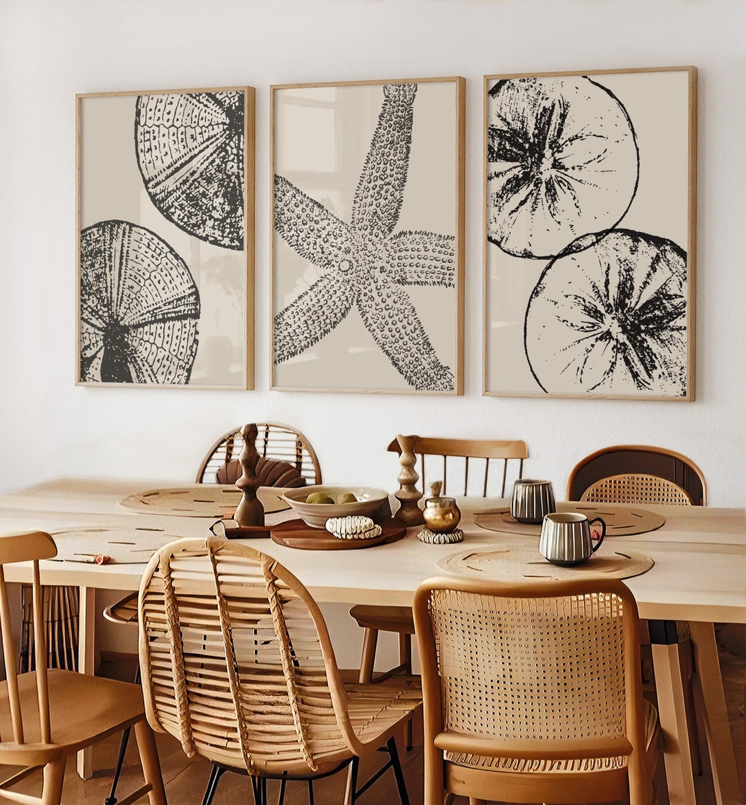 Neutral Coastal Wall Art, Set of 3 Beach Prints, Modern Abstract Beach