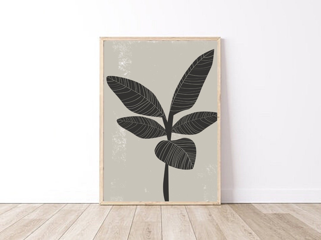 Black Palm Leaf Print, Leaf Wall Art, Botany Print, Tropical Wall Art ...