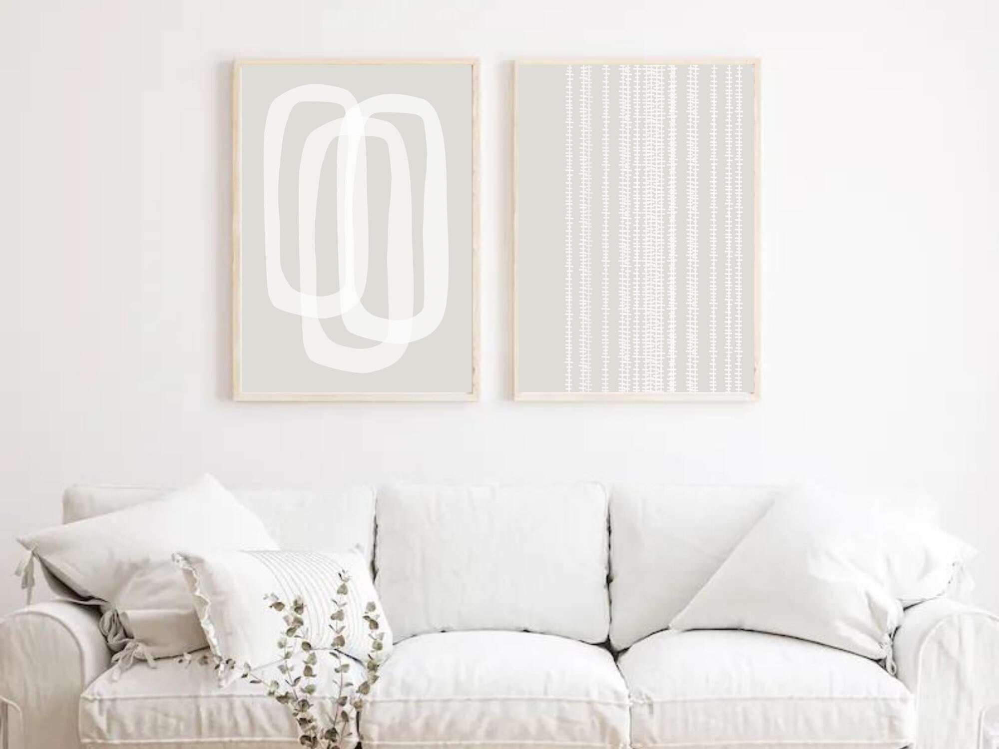 Neutral Abstract Wall Art, Set of 2 Abstract Prints, Beige Prints ...