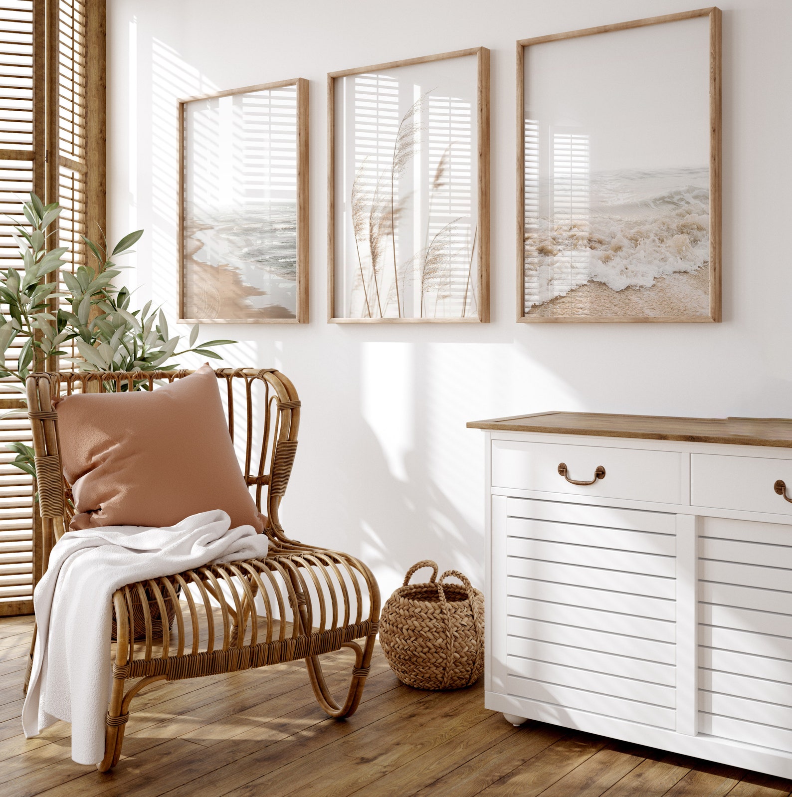 Neutral Coastal Wall Art, Set of 3 Prints, Neutral Beach Prints, Ocean ...