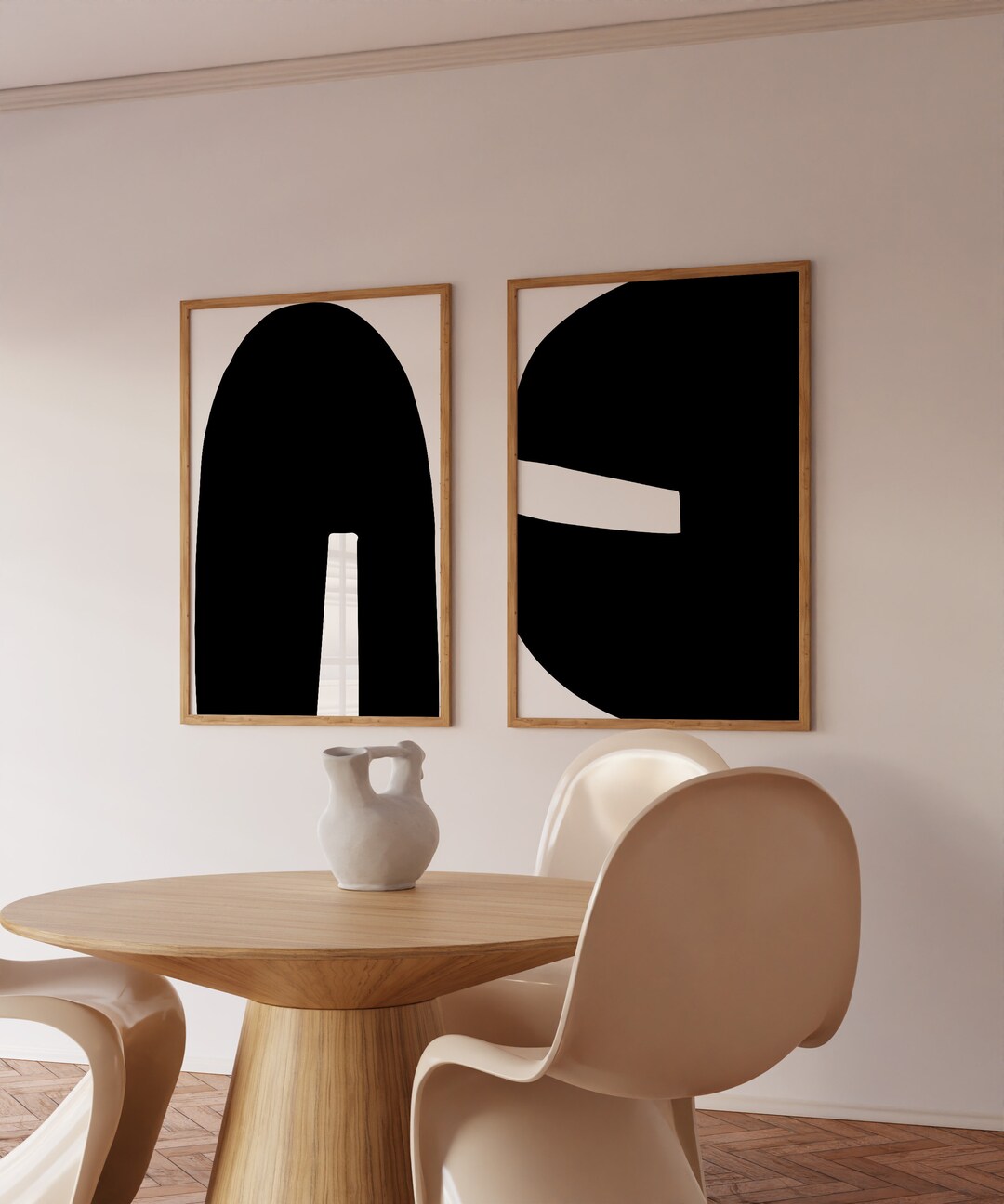 Black Abstract Wall Art Set of 2 Printable, Minimalist Scandinavian ...