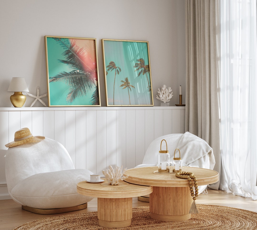 Palm Tree Wall Art, Palm Tree Prints, Tropical Wall Art, Beach ... - Palm Tree Coastal Wall Art