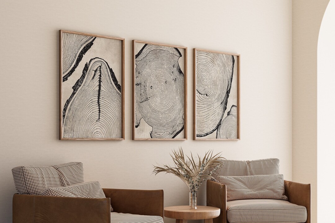 Tree Ring Prints, Set of 3 Prints, Tree Ring Wall Art, Neutral Wall Art ...