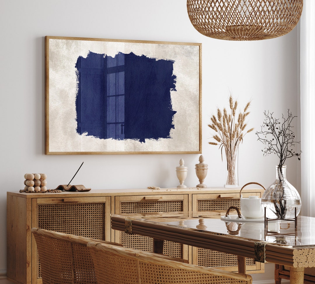Navy Blue Abstract Wall Art, Navy Blue Prints, Abstract Painting
