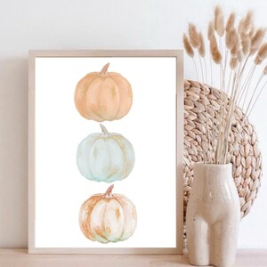 Kürbis Druck, Herbst Wandkunst, Aquarell Kürbis Kunst, Halloween Dekor, Neutrale Kürbisse, Boho Herbst Dekor, Sofortiger Download