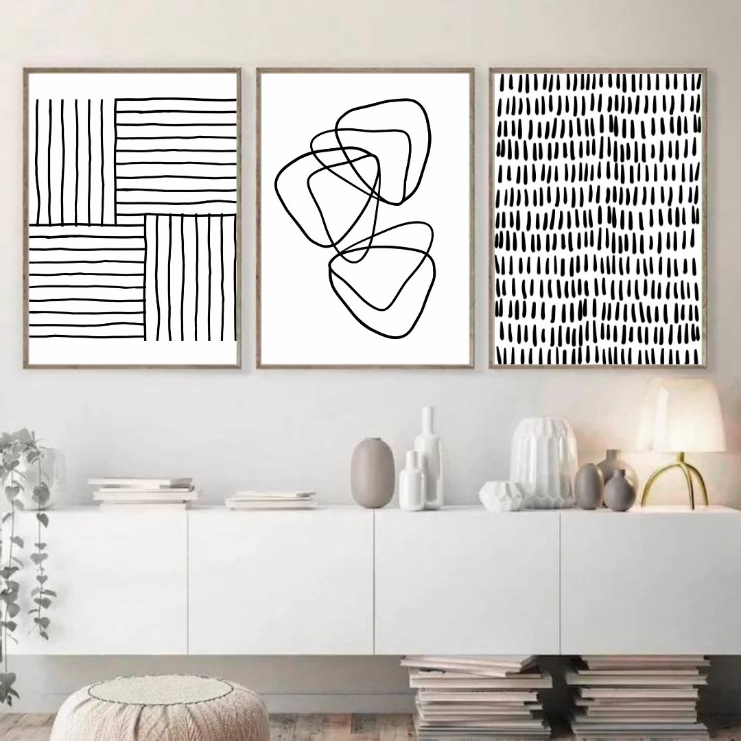 Black and White Prints Black Abstract Art Set of 3 Prints - Etsy