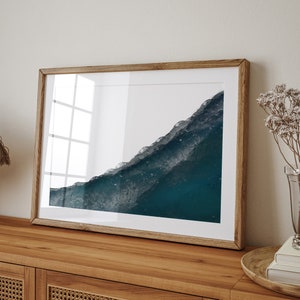 Sztuka ścienna oceanu, wystrój boho plaży, malowanie fal, sztuka ścienna plaży, sztuka nadmorska, abstrakcyjna sztuka plażowa, duże niebieskie dzieło sztuki, sztuka ścienna do druku zdjęcie 5