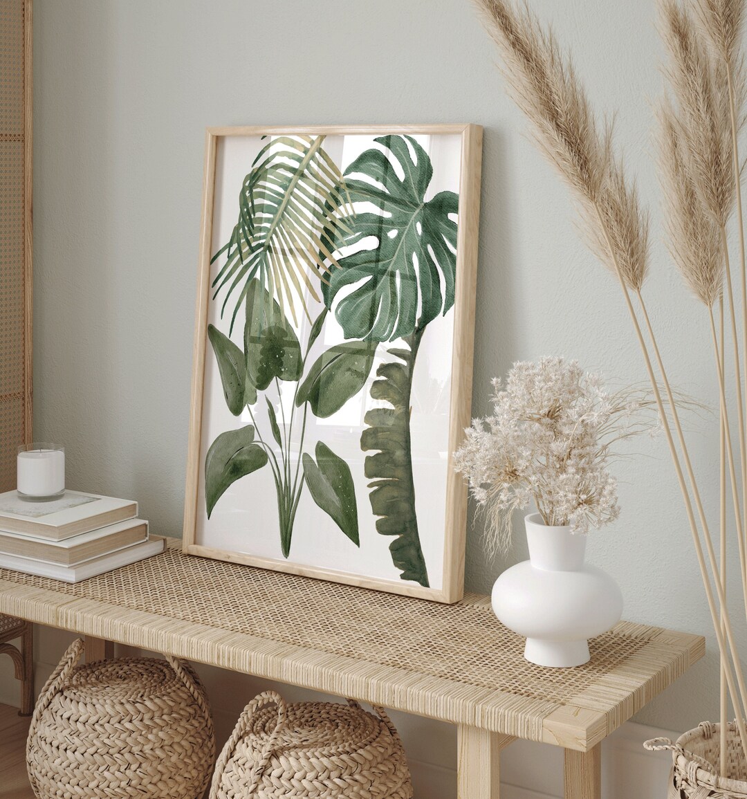 Tropical Leaves Print, Green Leaf Wall Art, Boho Botanical Print ...