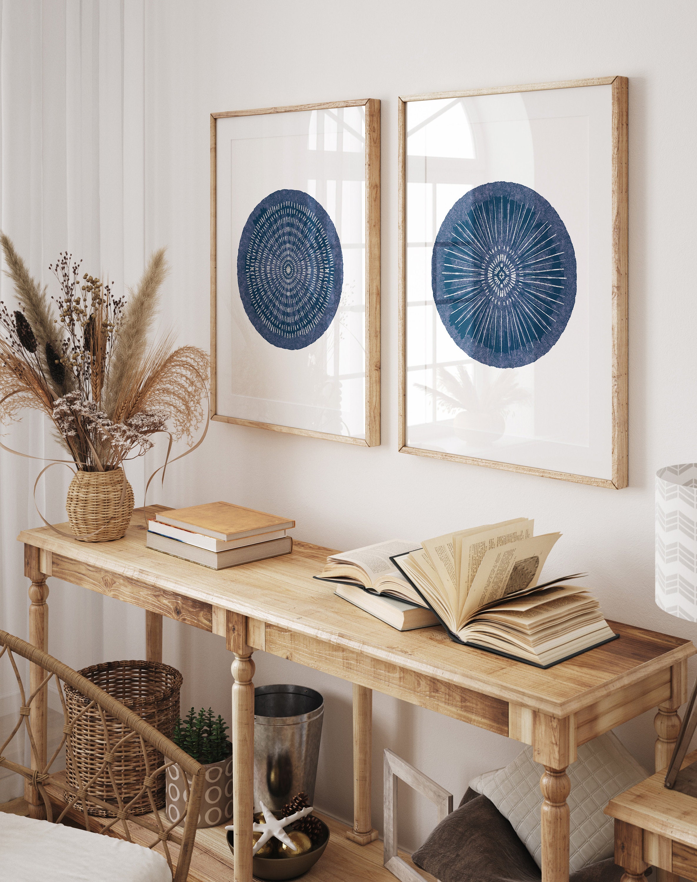 Navy Blue Abstract Wall Art, Indigo Blue Prints, Set of 2 Prints ...