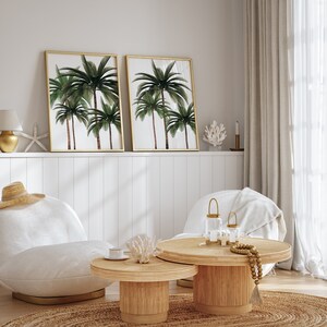 Palmträdstryck, palmträdsväggkonst, palmträdsaffisch, palmträdsfoto, set med 2 tryck, tropisk väggkonst, bohemisk kust, digital nedladdning bild 2