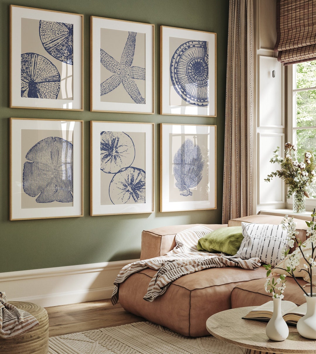 Coastal Gallery Wall Set, Beach Art, Set of 6 Beach Prints, Modern