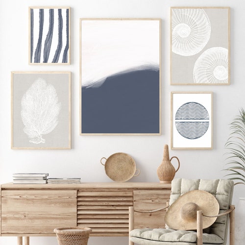 Boho Beach Wall Art Beach Gallery Wall Set of 5 Prints Etsy
