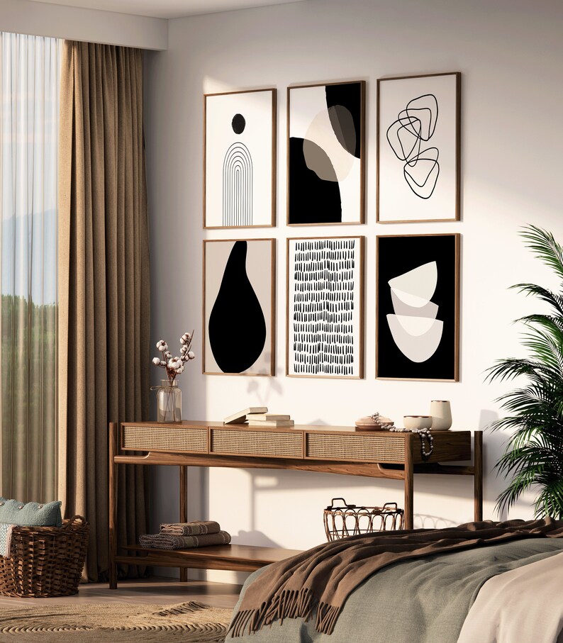 Black Abstract Wall Art Set Abstract Gallery Wall Black and Etsy