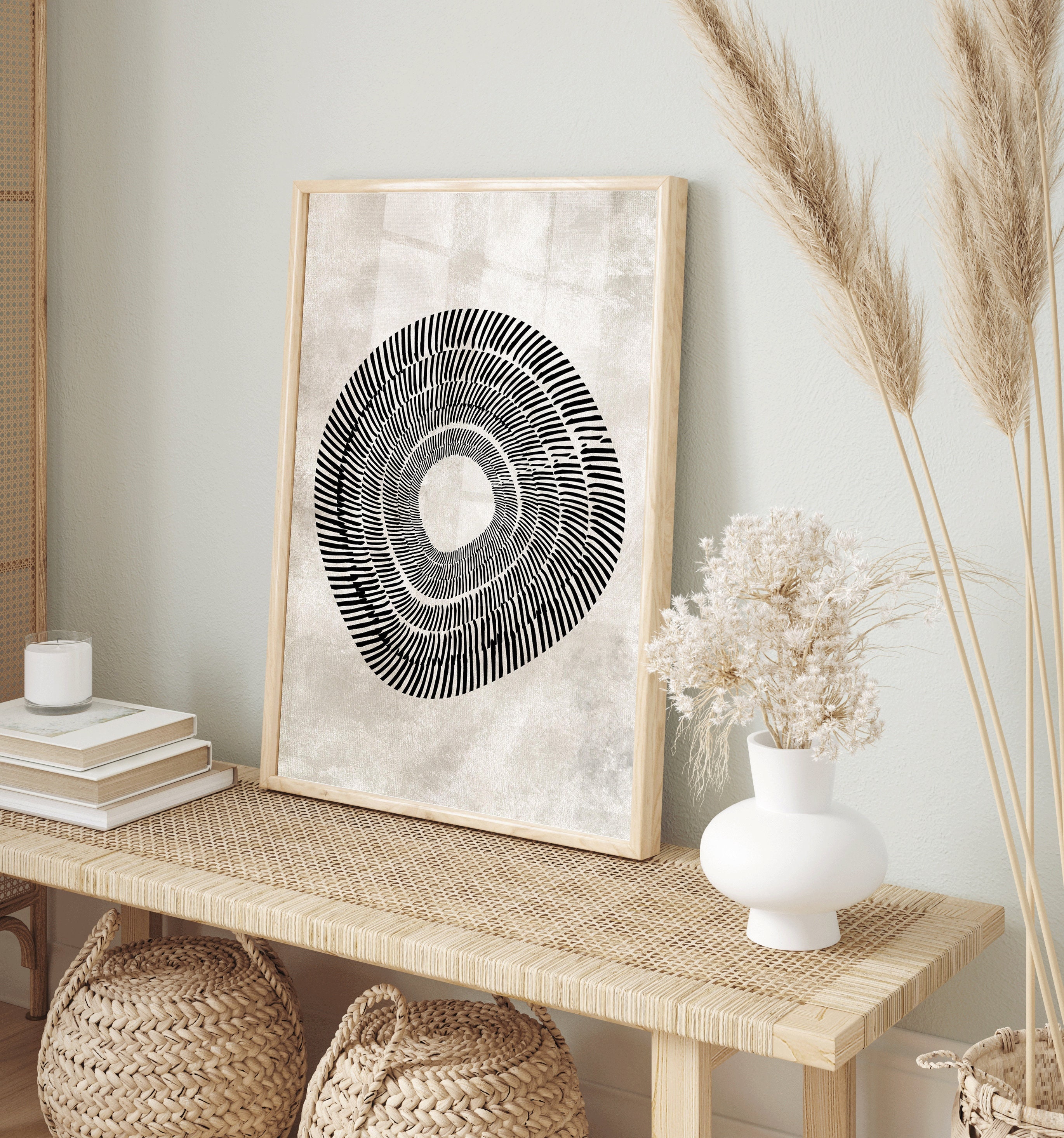 Neutral Abstract Art, Boho Abstract Print, Beige Wall Art , Black ...