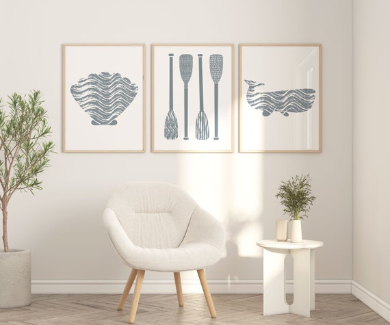 Ocean Wall Art, Beach Prints, Whale Print, Nautical Prints, Modern Beach Nursery Decor, Modern Coastal Bathroom Art, Blue Art, Printable Art