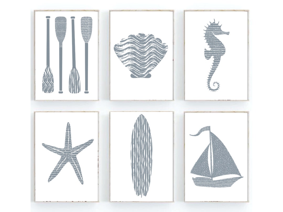Ocean Wall Art, Set of 6 Prints, Beach Gallery Wall, Ocean Theme Art