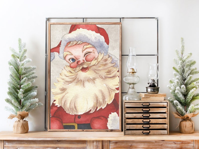 Santa Wall Art Vintage Santa Print Christmas Printable Etsy